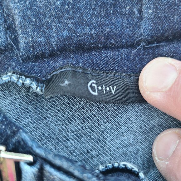 G-IV Metal Ring Grommet Dark Deep Blue Stretch Bootcut Blue Jeans - Size 5 - Picture 11 of 12